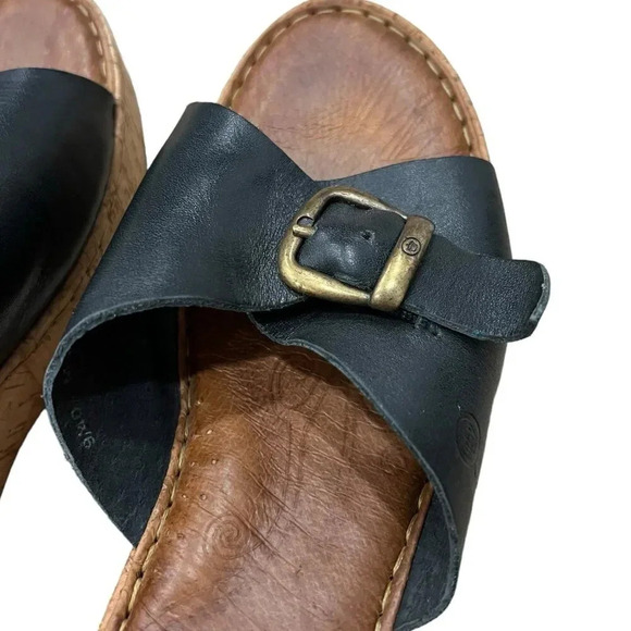 Born Black Araya Wedge Sandal with Buckle 9 - Picture 3 of 10